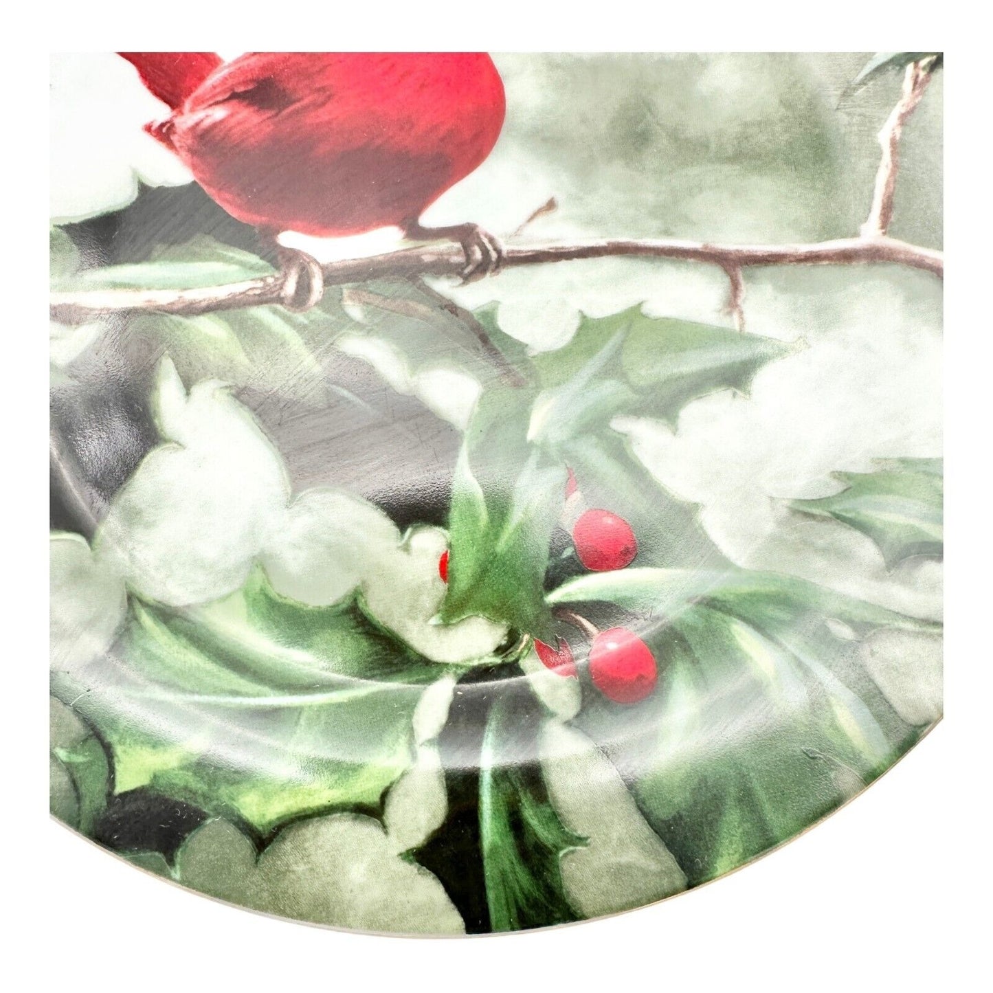 Hautman Bros Collection Christmas Cardinal in Holly China Pie Plate & Server