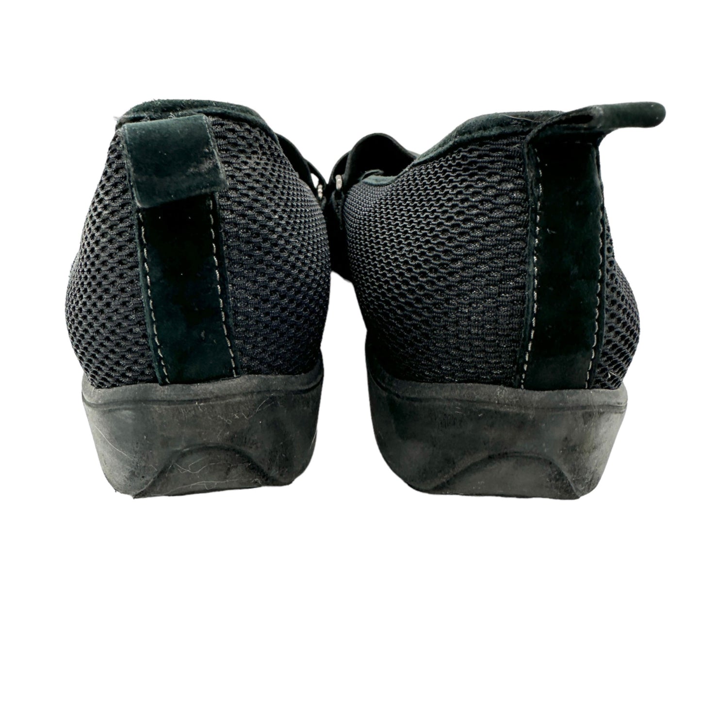 Munro American Zip Sport Shoes 8.5N Black Leather Mary Jane Slip On Walking