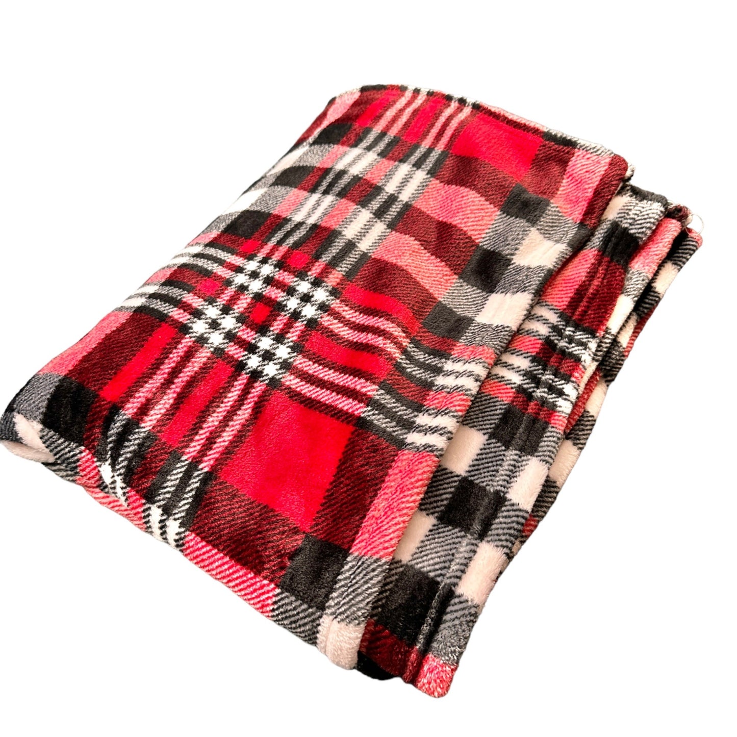 Elle Decor Throw Blanket 72x47 Red Black Plaid Deer Head Embellishment Soft