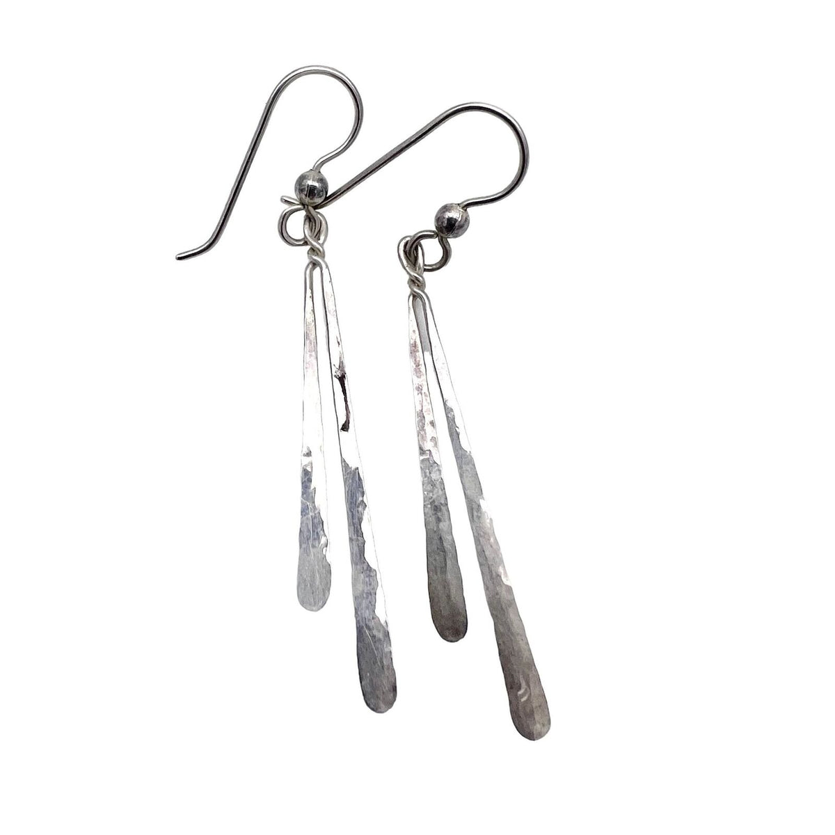 2 Sets of Pierced Earrings Silver Dangle