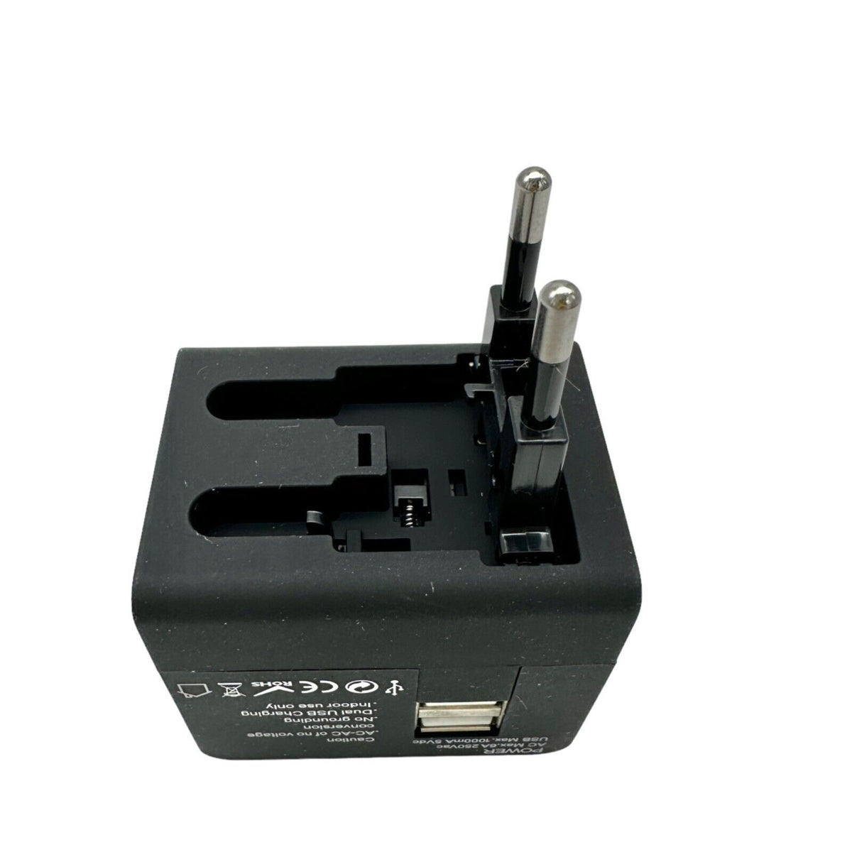 Multi-Nation Travel Adapter with USB Charger Black NEW UK Europe USA Australia