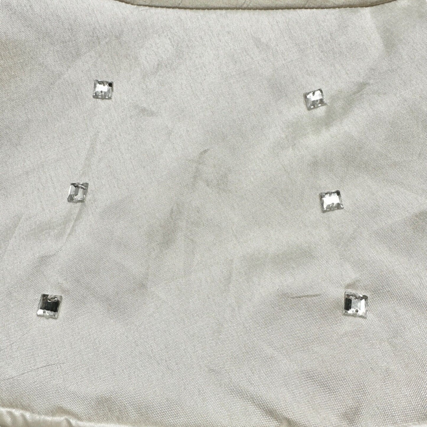 Rodeo Home Christmas Tree Skirt 56in Round Silver White Faux Gems Bling Accents