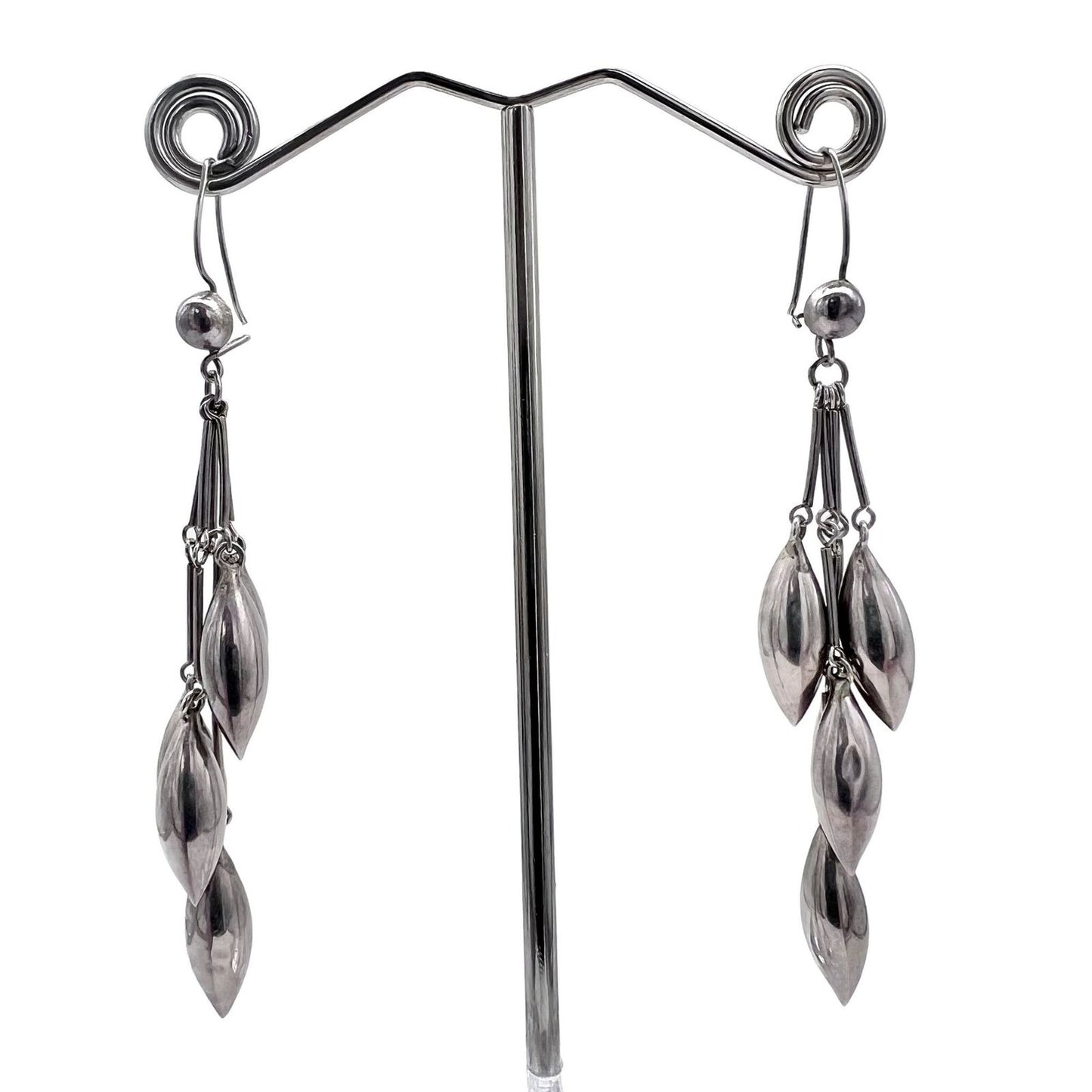 2 Sets of Pierced Earrings Silver Dangle