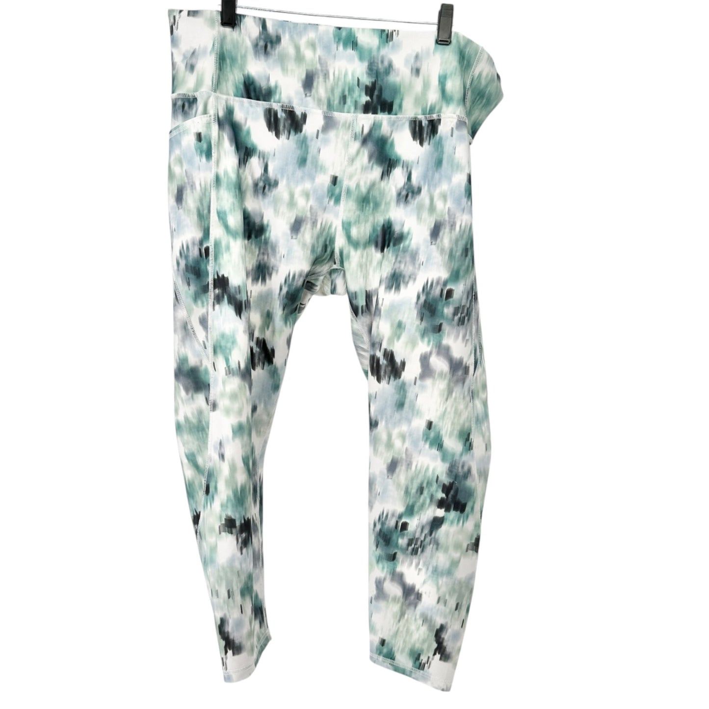 Marika Leggings Womens 2X Green Gray Tie-Dye Stretch High-Waist