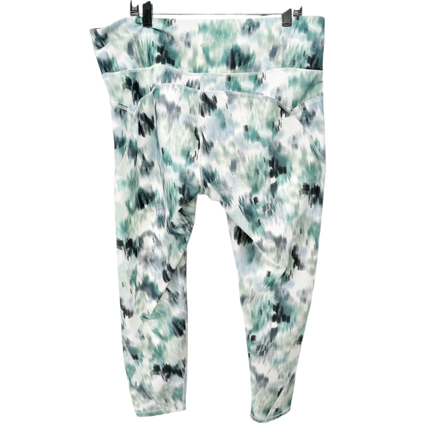 Marika Leggings Womens 2X Green Gray Tie-Dye Stretch High-Waist