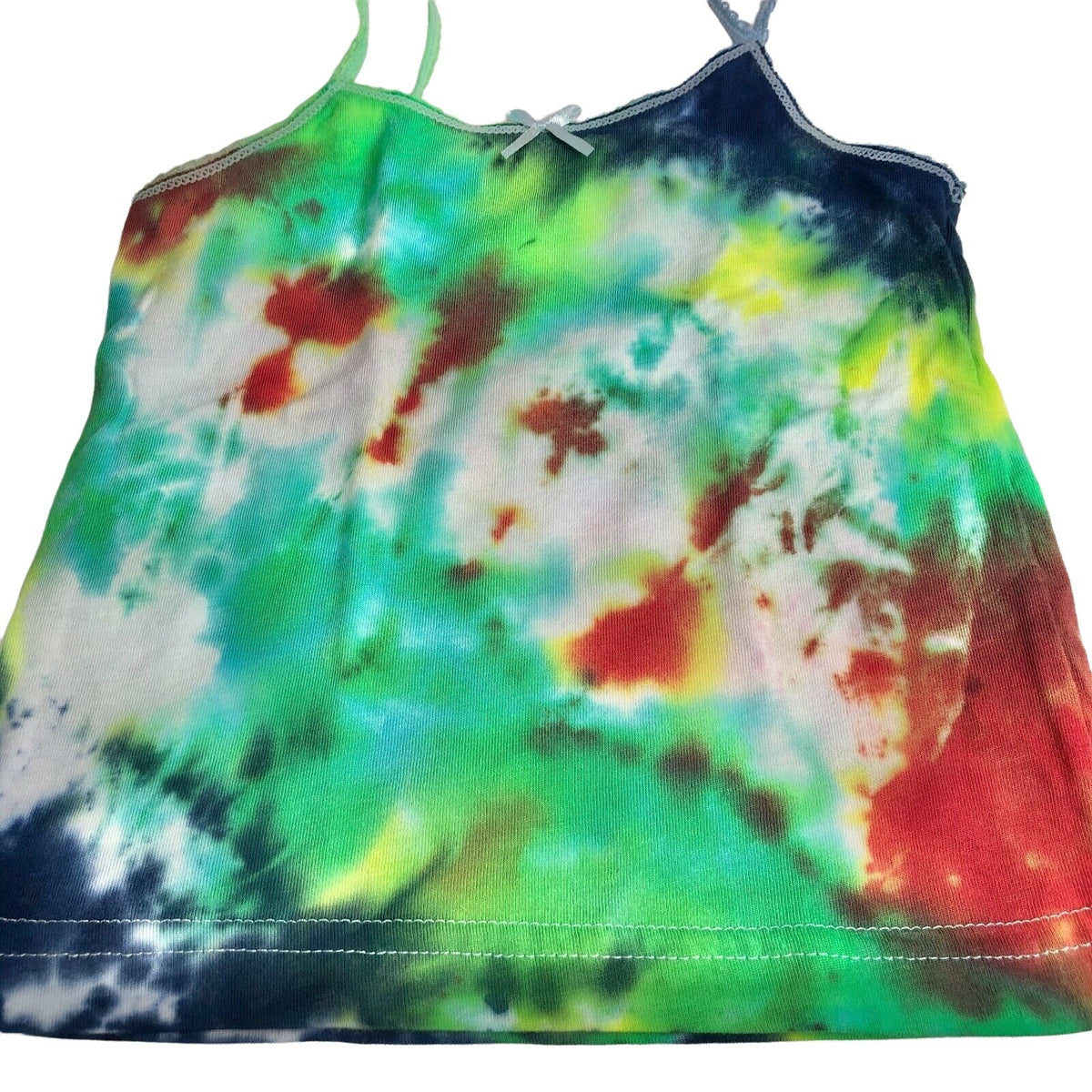 Colorful Tie-Dye Toddler Tank Top 2-3T With Ribbon Detail Cotton