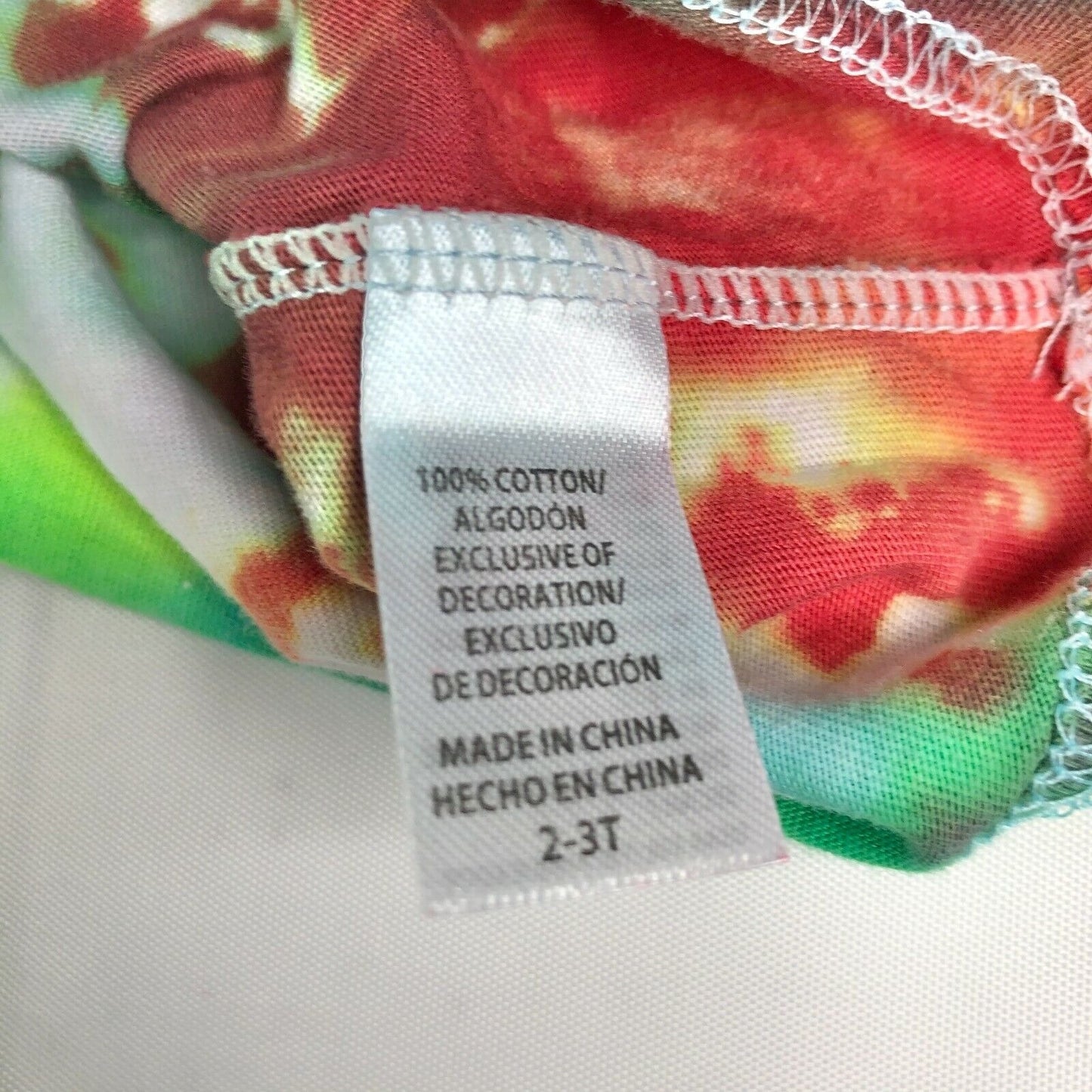 Colorful Tie-Dye Toddler Tank Top 2-3T With Ribbon Detail Cotton