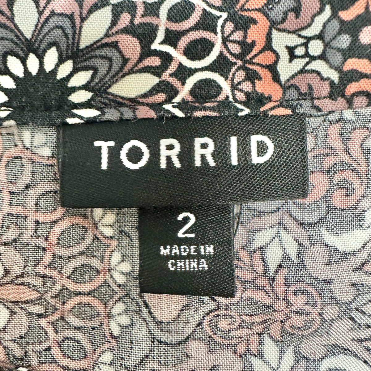 Torrid 2 Mini Challis Sundress Womens 18-20 Black Multi Side Pockets Lightweight