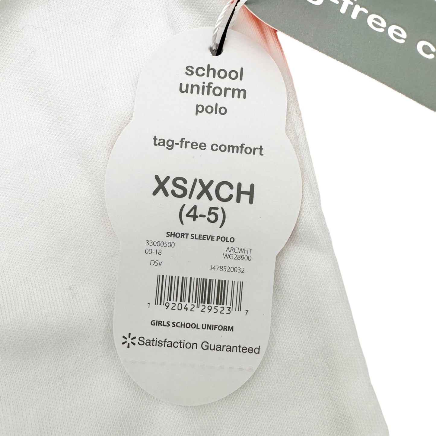 Wonder Nation Girls Uniform Short Sleeve Polo-style White XS Tagless Comfort NEW