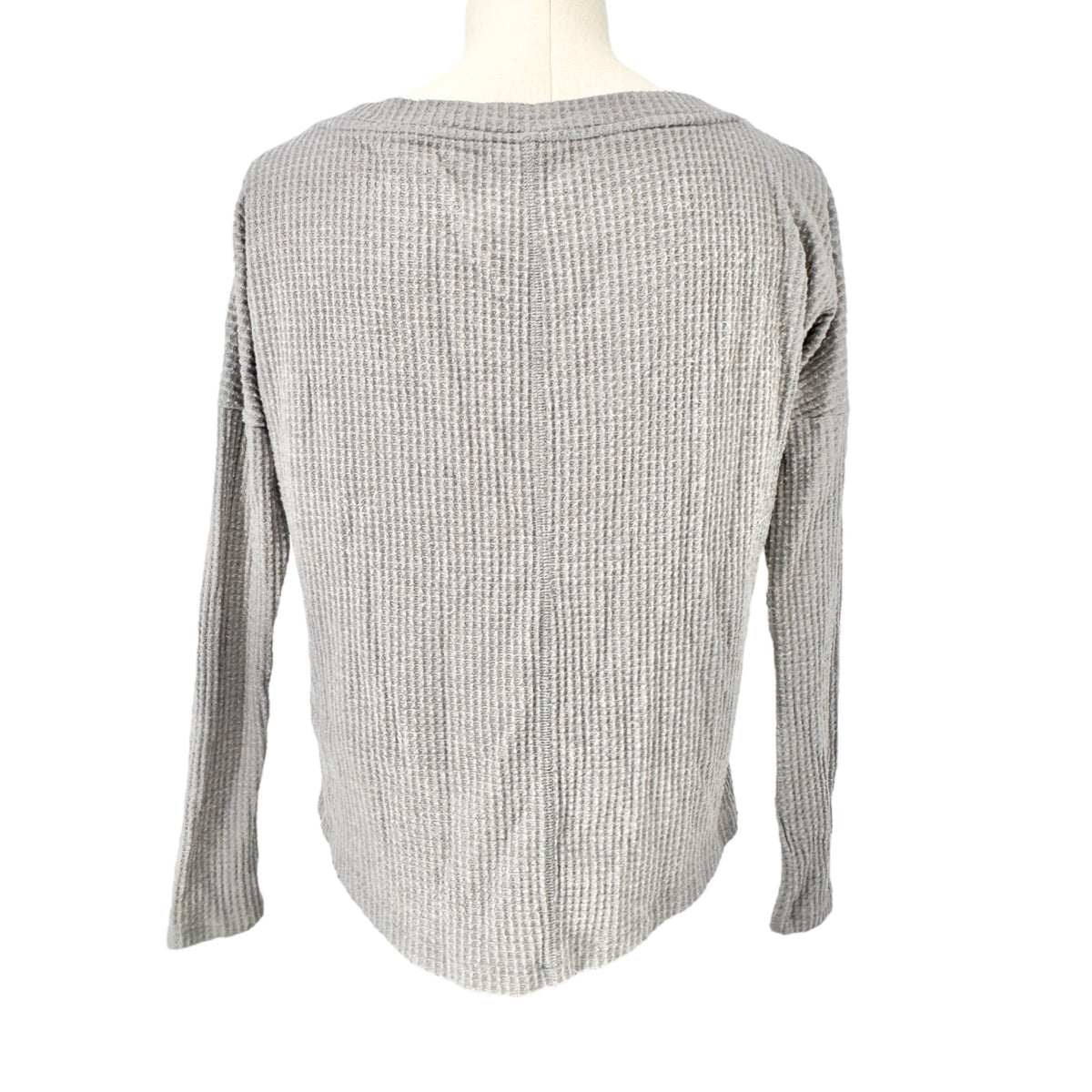 Aeropostle Perfect Waffle Tee Women's XS Gray Seriously Soft Boat Neck LS EUC