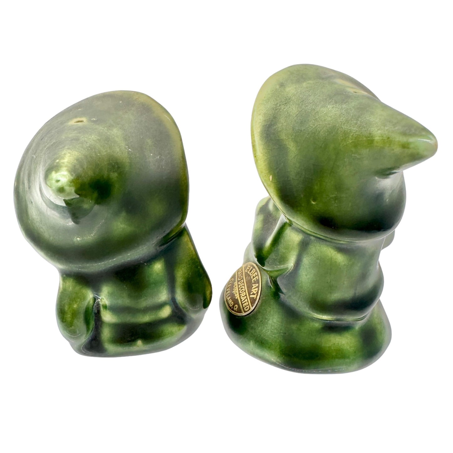 Elbee Art Vtg Salt & Pepper Shakers Set Pixie Elf Pottery Cleveland OH