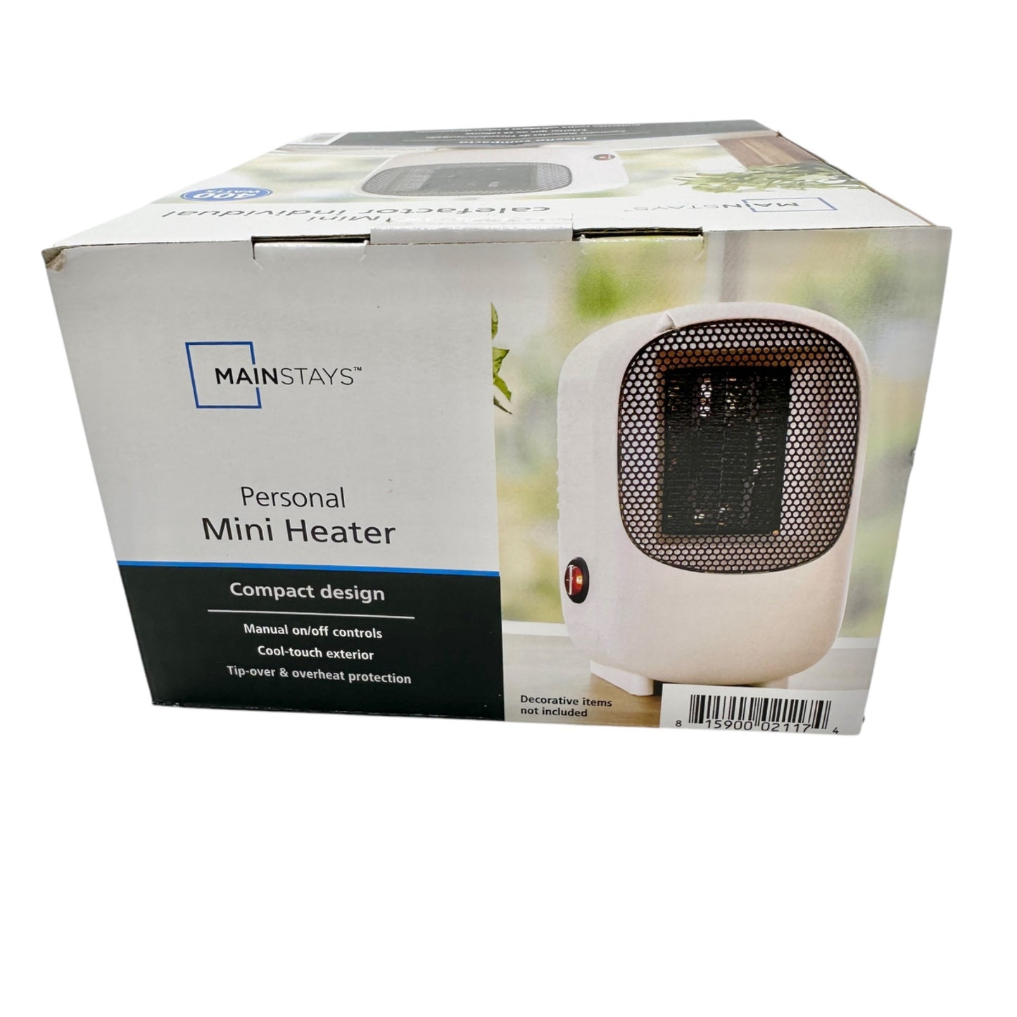 Mainstays Personal Mini Heater 400W Compact Design Cool-Touch Exterior