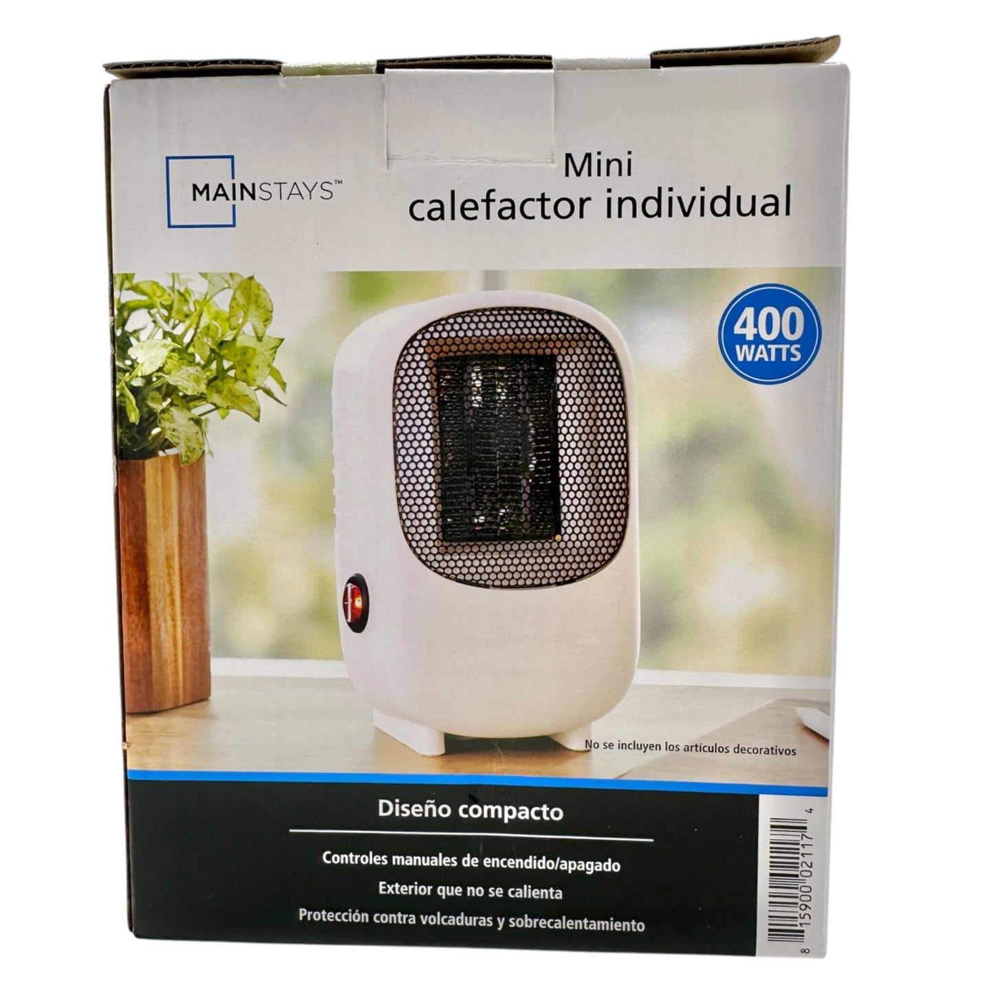 Mainstays Personal Mini Heater 400W Compact Design Cool-Touch Exterior