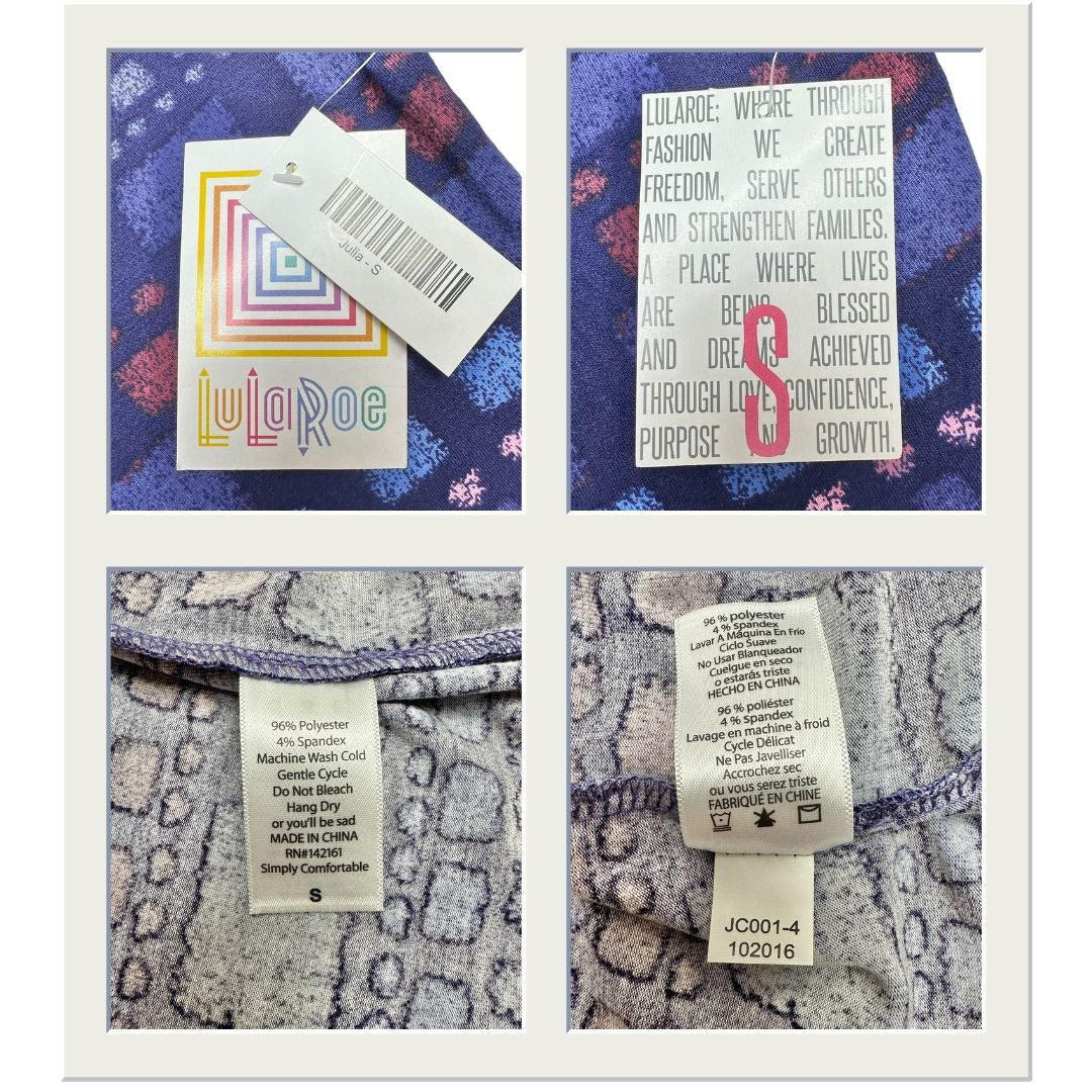 LuLaRoe Julia Dress Lot Of 2 Small Knee-Length Striped & Geometric Patterns New