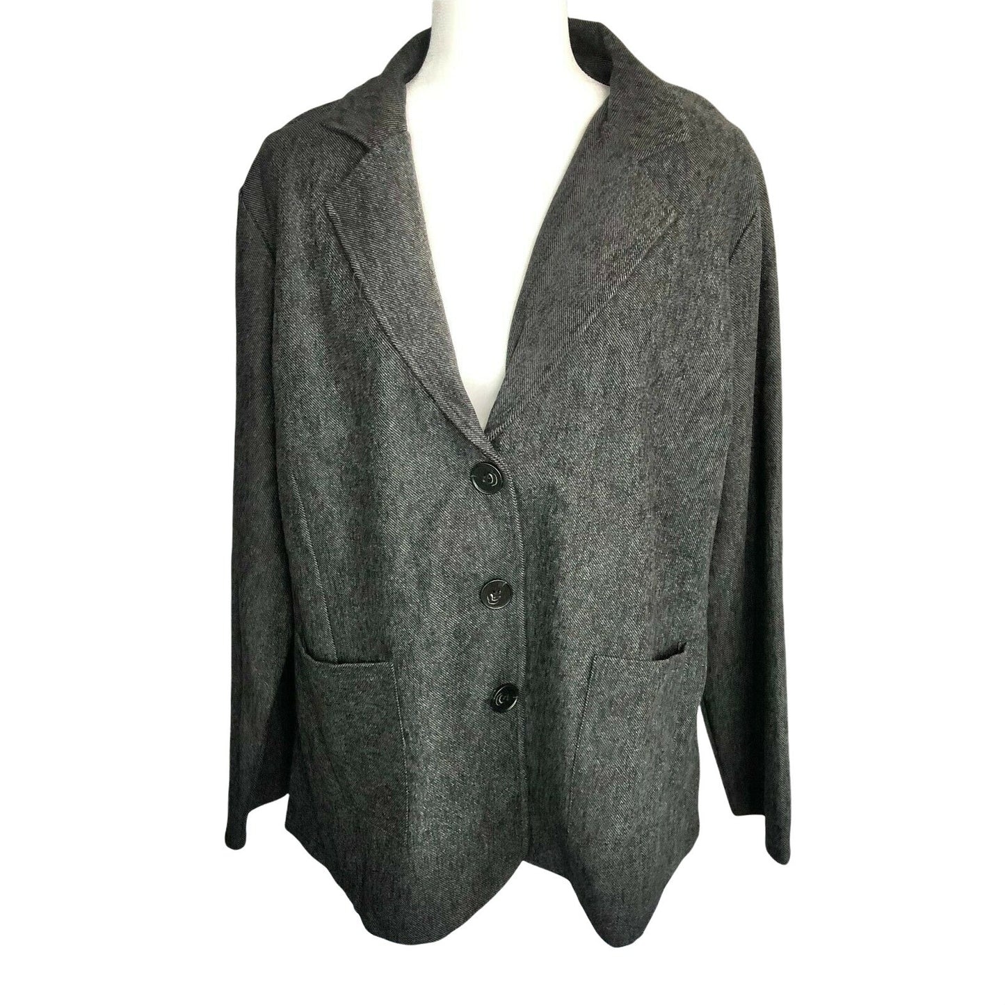 Lily By Firmiana Womens Gray 3XL Blazer Jacket With Button Closure & Pockets