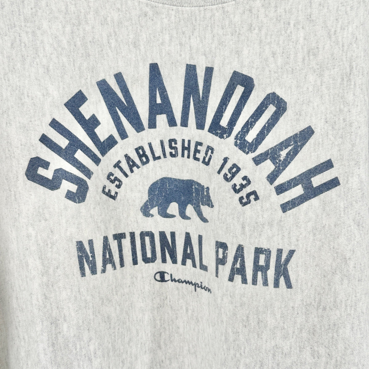 Shenandoah National Park Sweatshirt 2XL Reverse Weave LS Gray Blue Bear Graphic