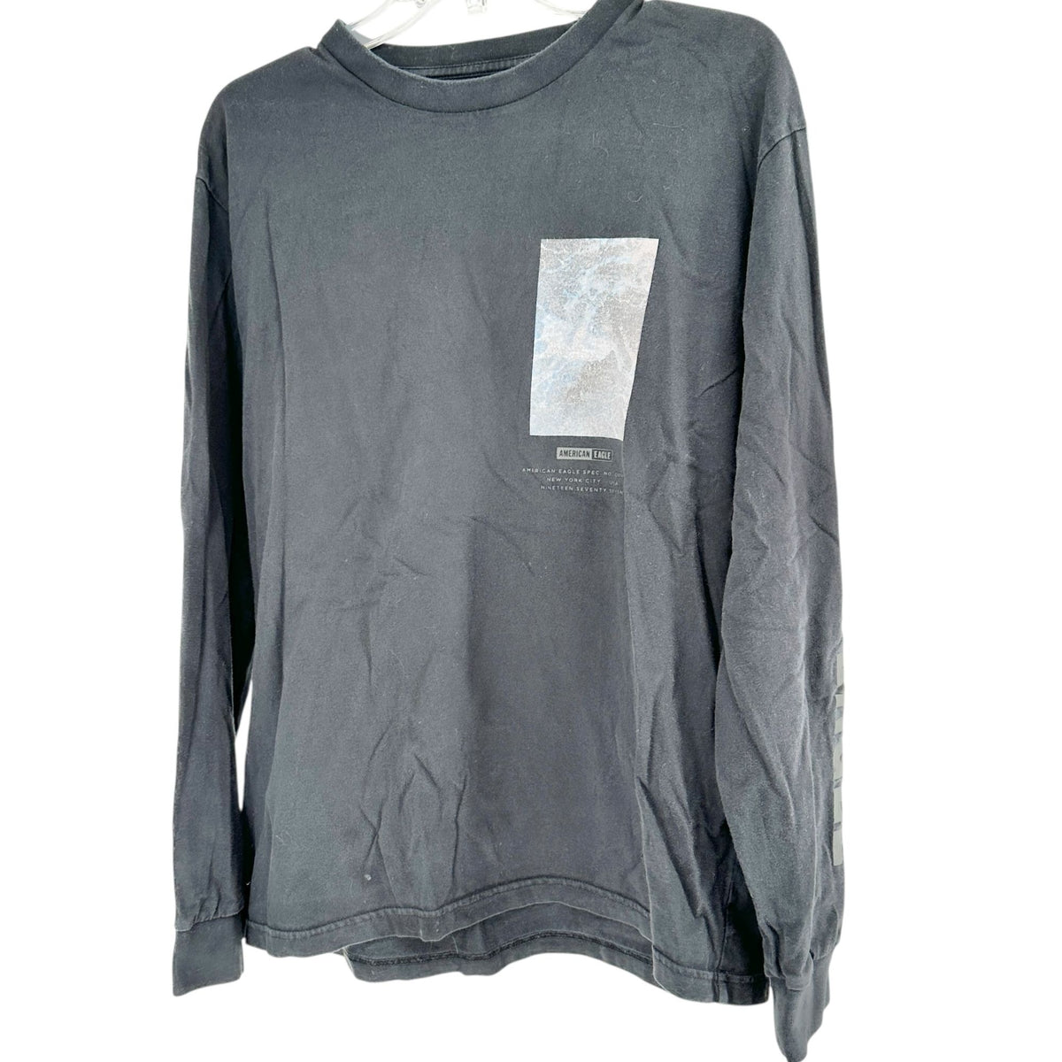 American Eagle Graphic Tee Size L Super Soft Long Sleeve Black Standard Fit