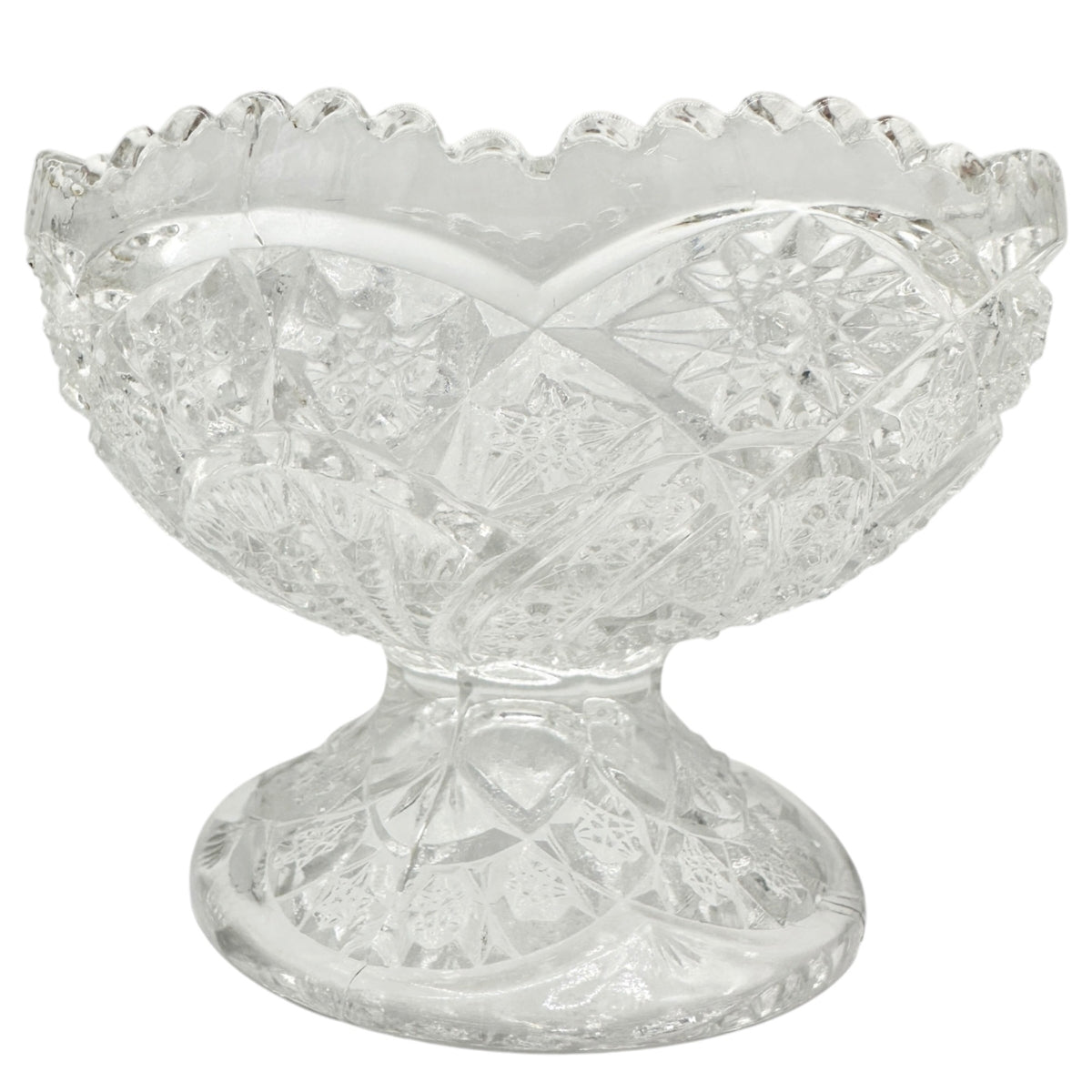 Vintage Childrens Glass Punch Bowl Set 6 Cups Intricate Diamond Pattern EAPG