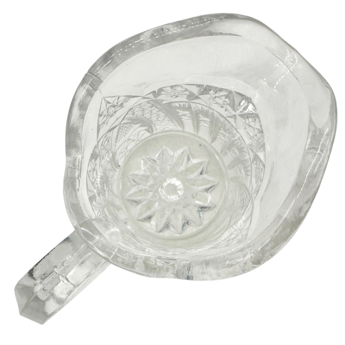Vintage Childrens Glass Punch Bowl Set 6 Cups Intricate Diamond Pattern EAPG