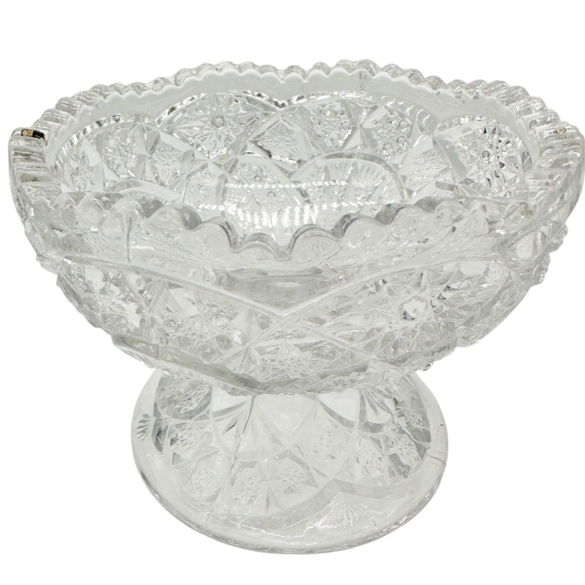 Vintage Childrens Glass Punch Bowl Set 6 Cups Intricate Diamond Pattern EAPG
