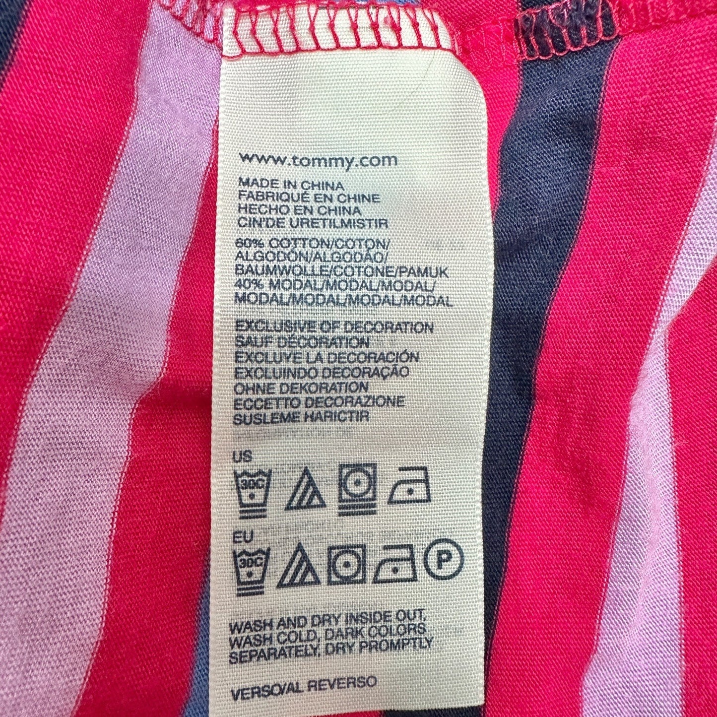 Tommy Hilfiger Halter Maxi Dress Womens L Pink White Striped Cotton Modal Blend