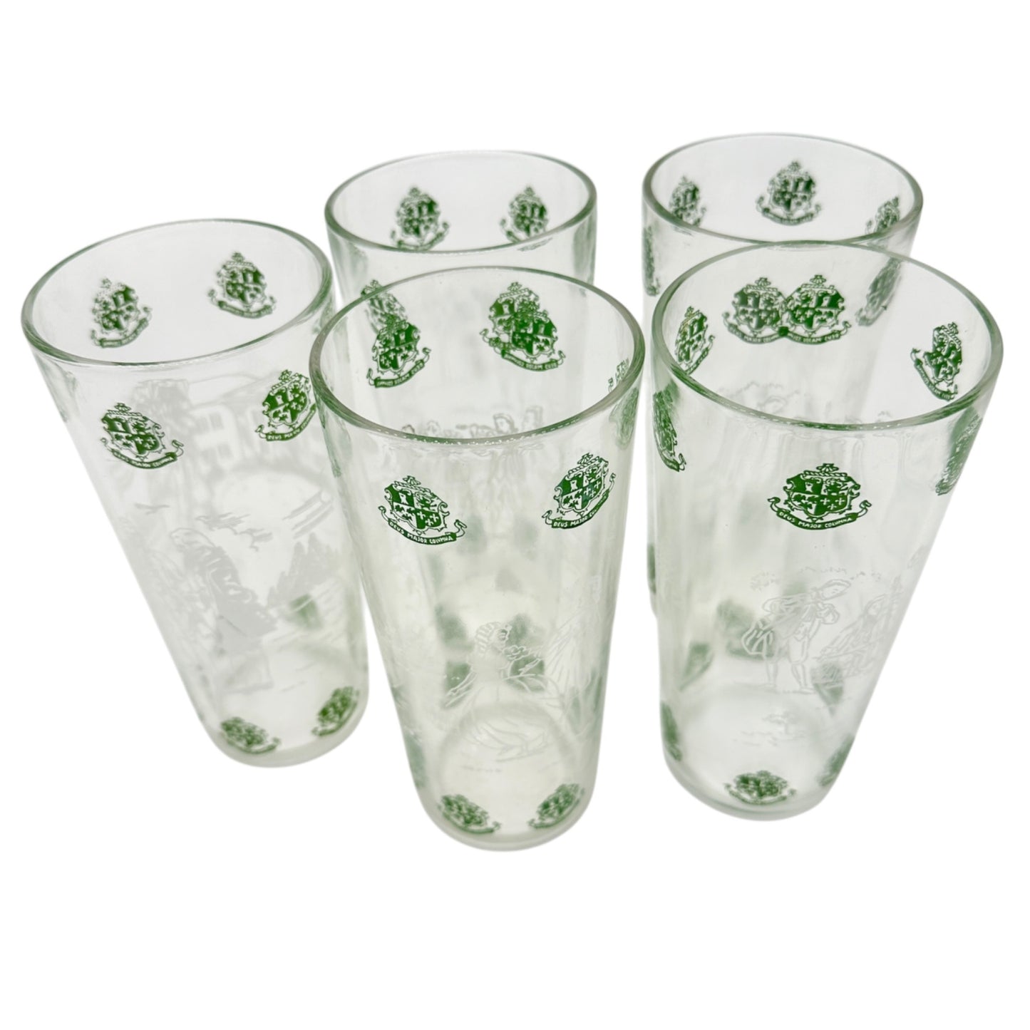 1960s Set of 5 Glasses 12 oz Deus Major Columna God is the Greatest of Supports