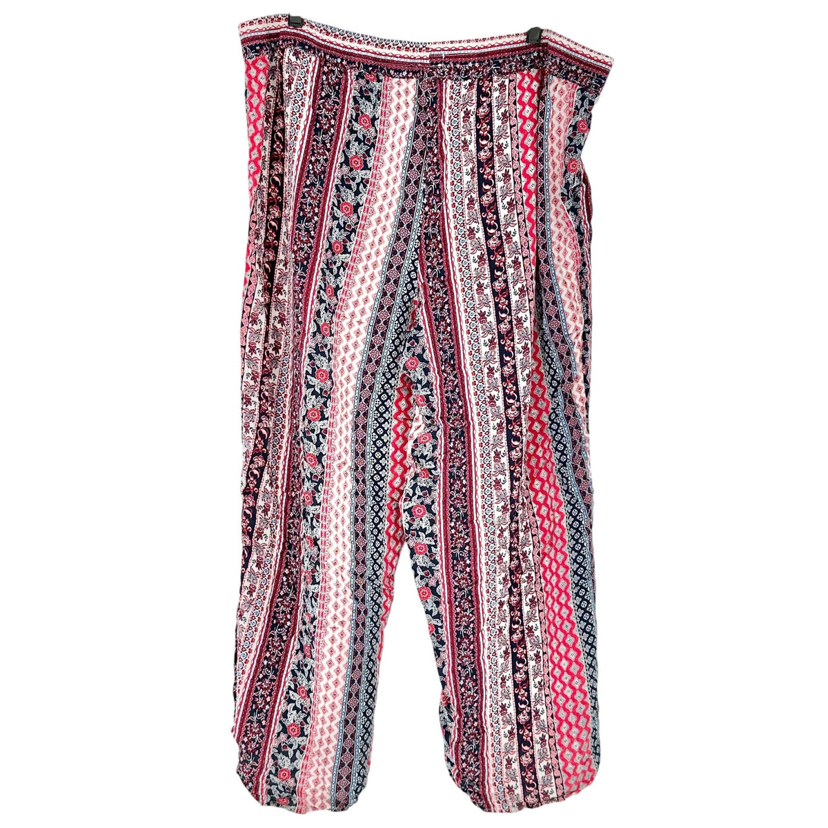 Westport Wide Leg Pants Womens 2X Boho Print Elastic Waist Lightweight Rayon