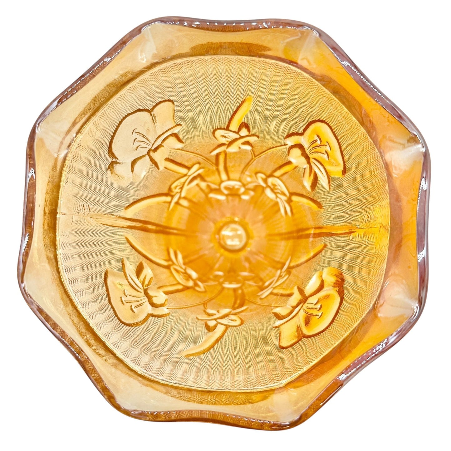Jeannette Iris & Herringbone Marigold Vase 9 inch Carnival Glass