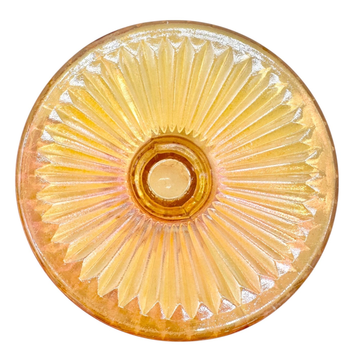 Jeannette Iris & Herringbone Marigold Vase 9 inch Carnival Glass