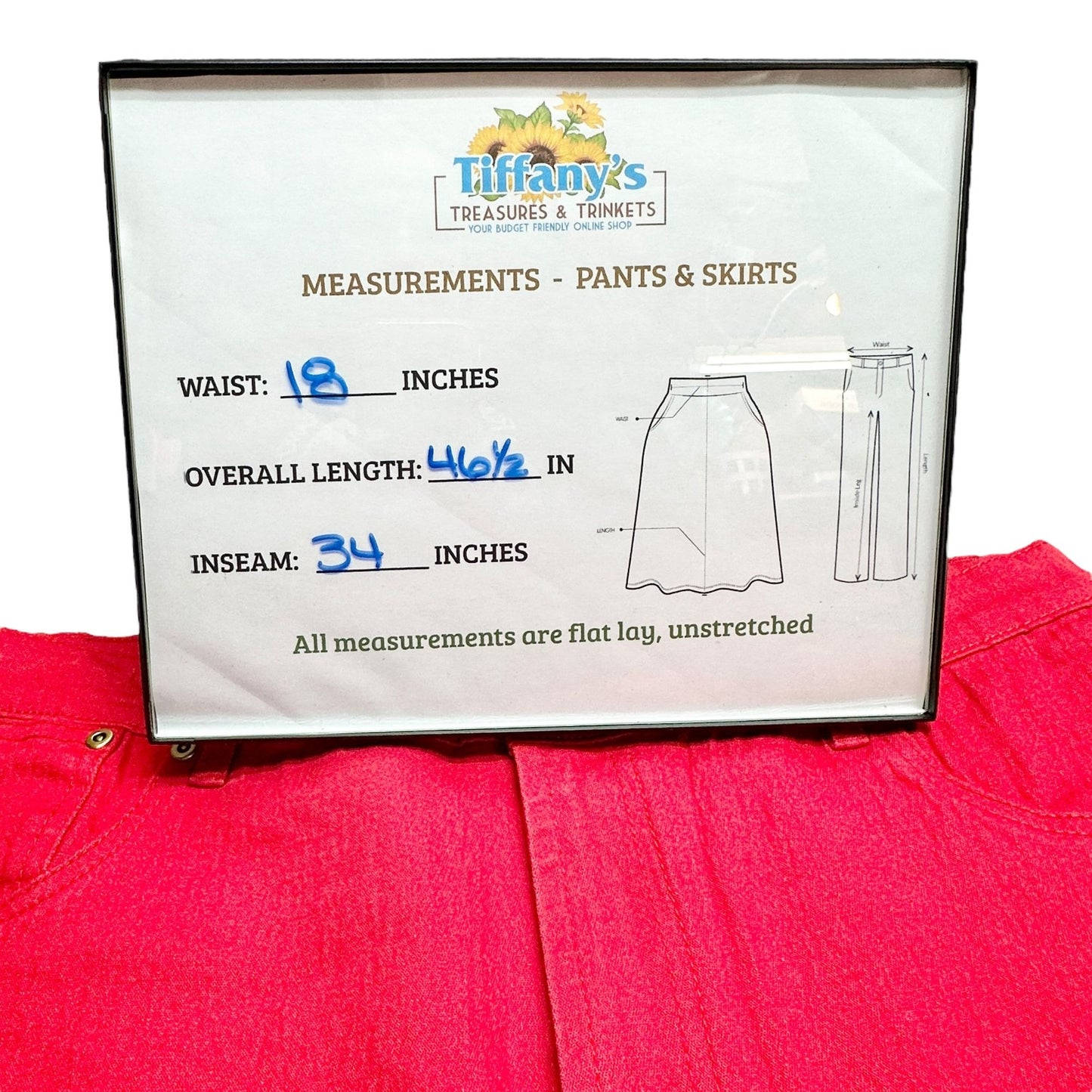 DG2 By Diane Gilman Pants Womens 16T Red High-Waisted Straight-Leg Ramie Blend