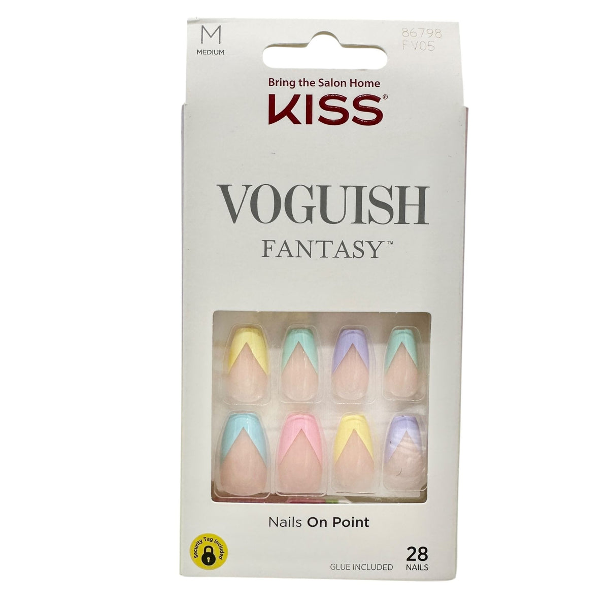 Kiss Vogue & Gel Fantasy Nail Kits Medium 28ct Sassy+Chic Embossed Nail Stickers 16ct Pixie Tips & Essie Nail Polish Set