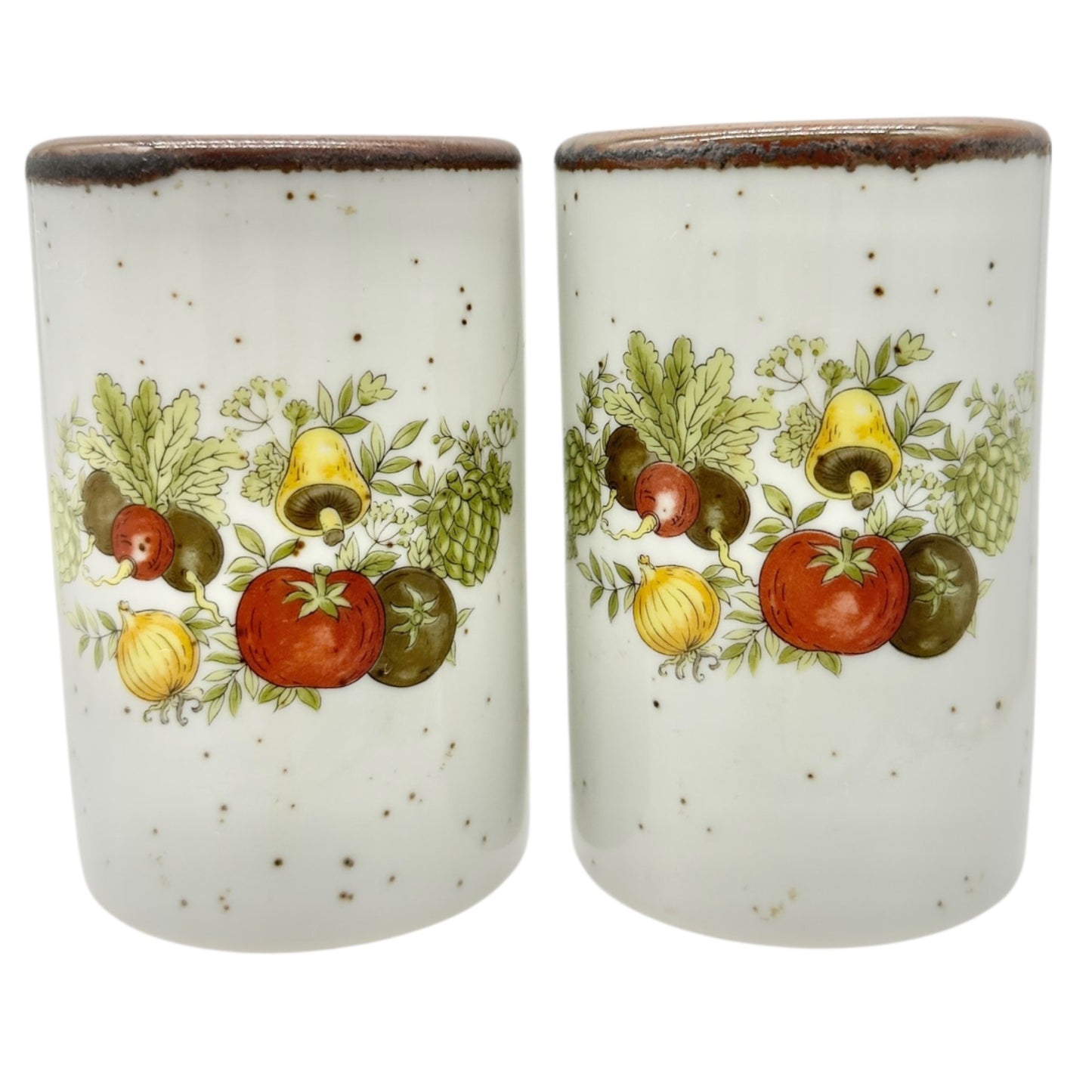 Vintage Ceramic Salt and Pepper Shakers Rustic Vegetable Design 3.5 Inches Tall