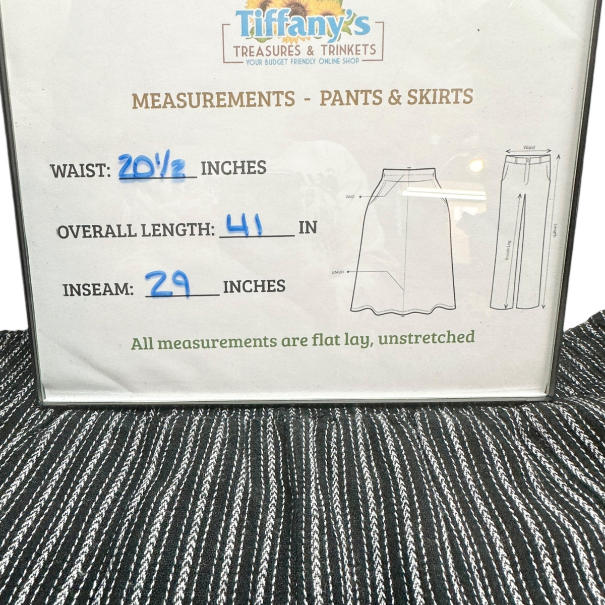 Time And Tru Linen Pants Womens XXXL 22 Black White Striped Wide Leg Relaxed Fit