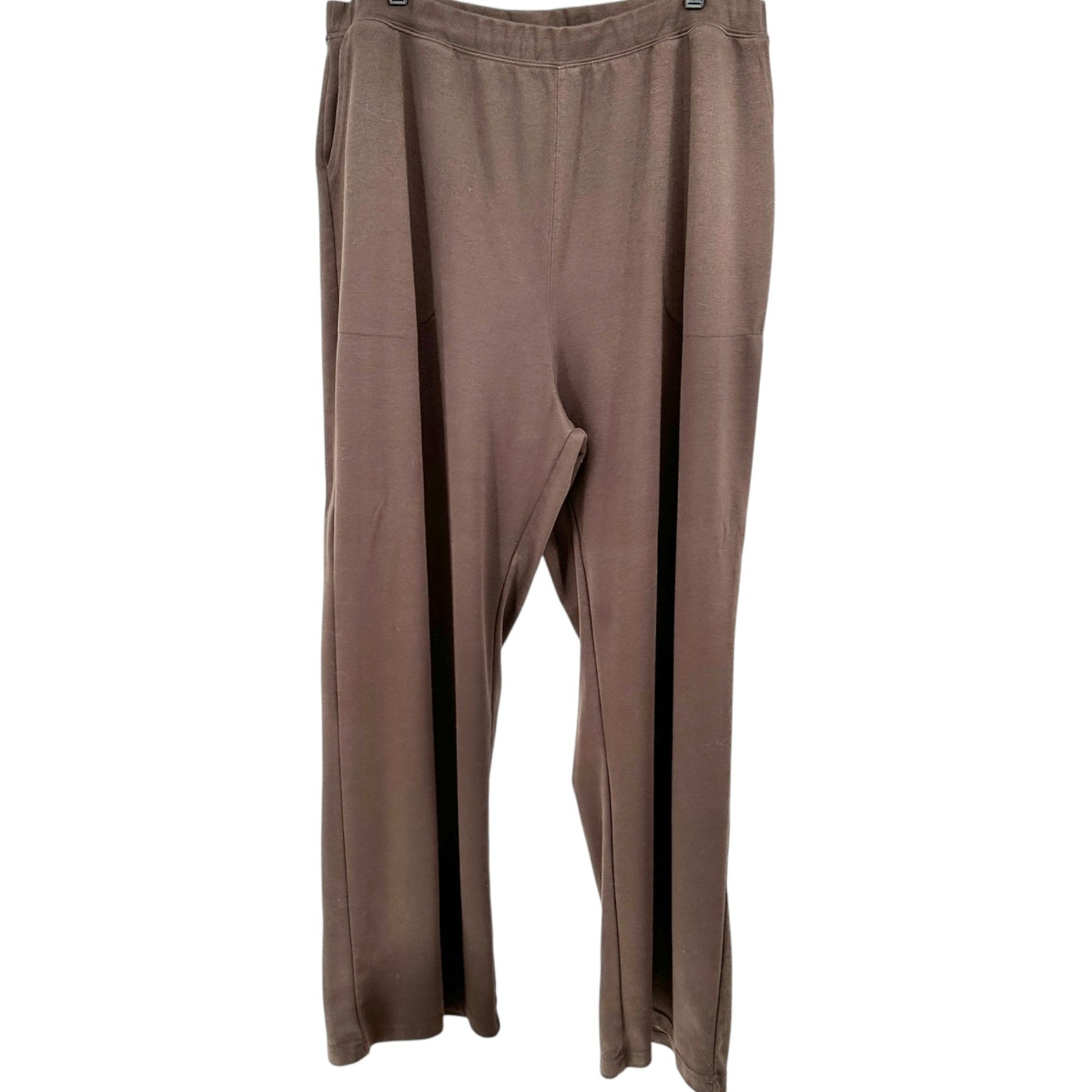 Woman Within Pants Womens 26W Tall Brown Wide-Leg Pull-On Poly Rayon Spandex