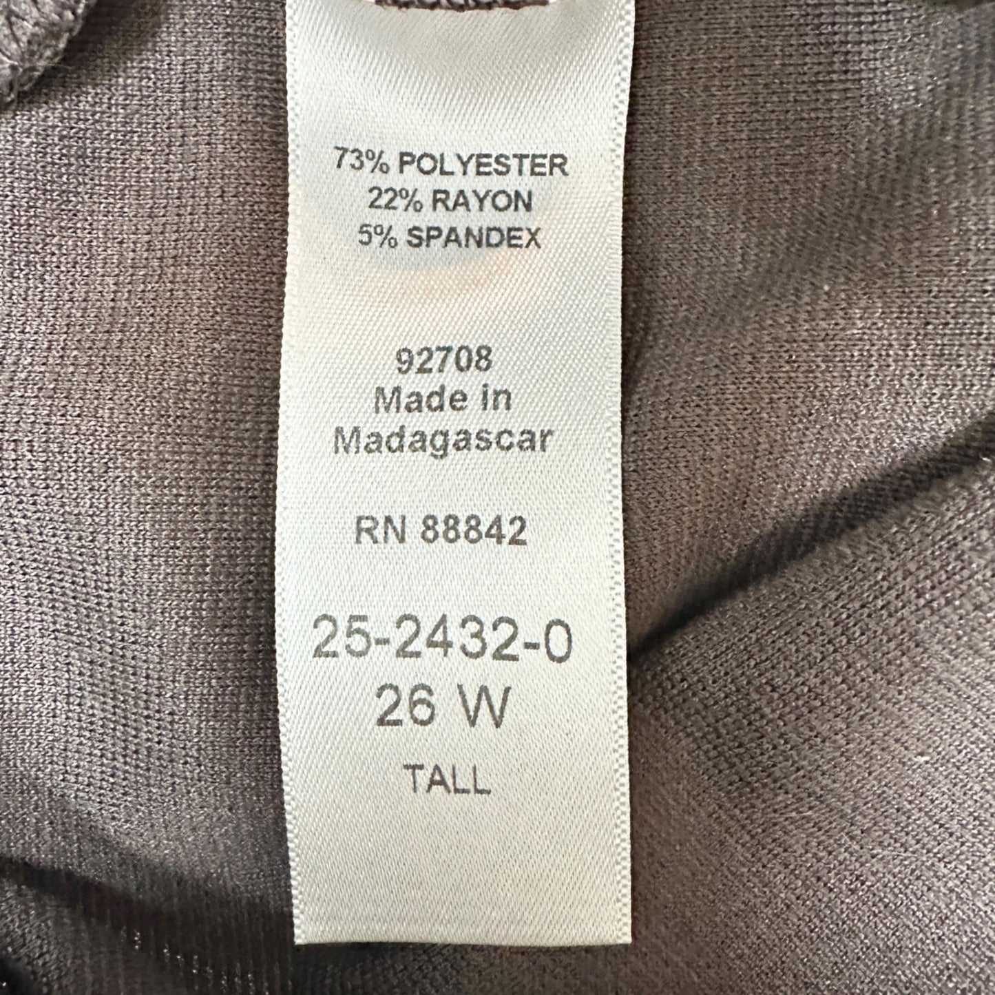 Woman Within Pants Womens 26W Tall Brown Wide-Leg Pull-On Poly Rayon Spandex