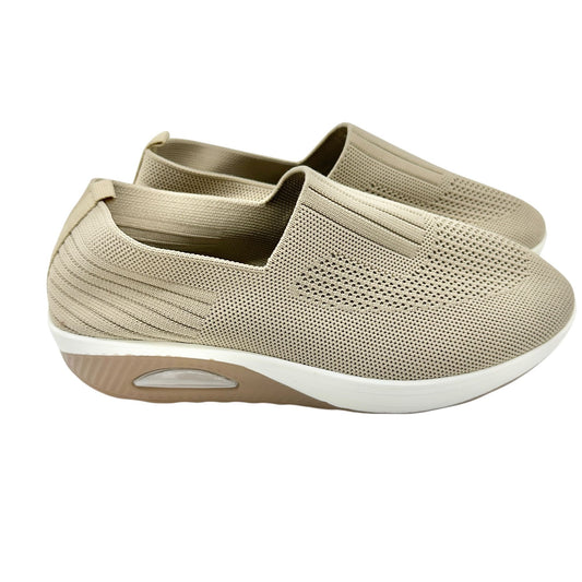 Slip On Sneakers Womens Size 8 US 40 EU Beige Knit With Cushioned Sole