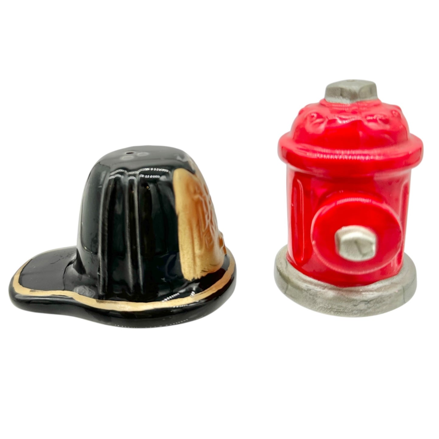 Firefighter Hat and Hydrant Ceramic Salt and Pepper Shakers By MSR Imports Inc