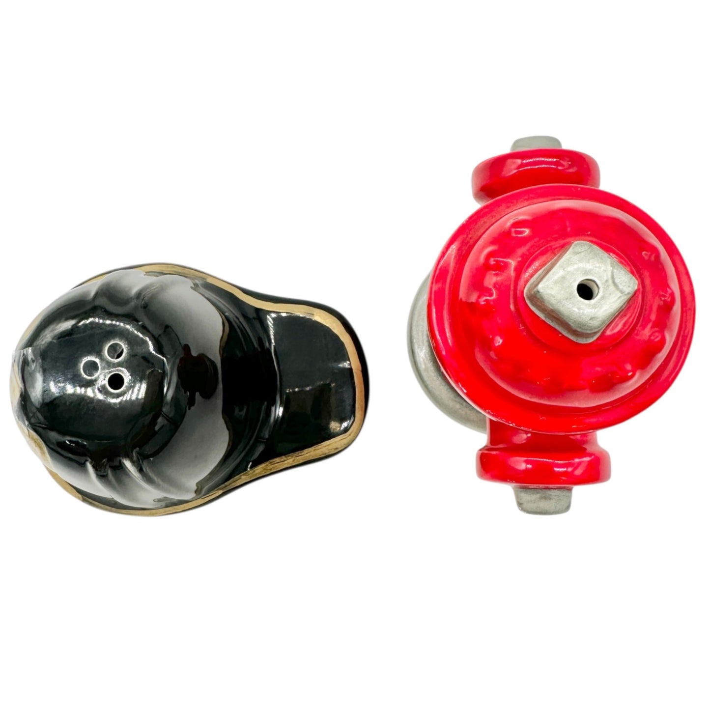 Firefighter Hat and Hydrant Ceramic Salt and Pepper Shakers By MSR Imports Inc