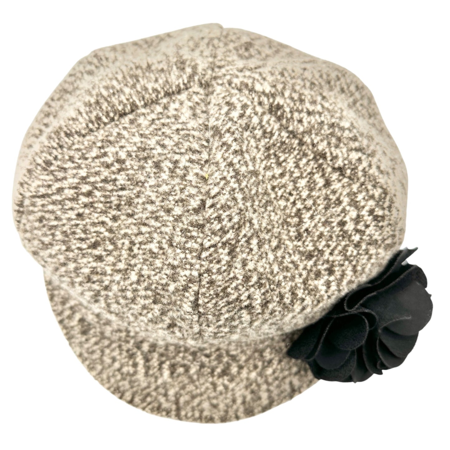 Tickled Pink Womens Tweed Newsboy Hat With Black Flower Accent Timeless Fashion