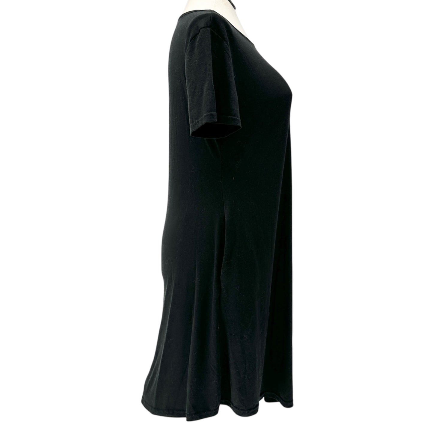 Womens Casual Dress XL A-Line Black SS Pockets Cotton Blend Soft Lightweight