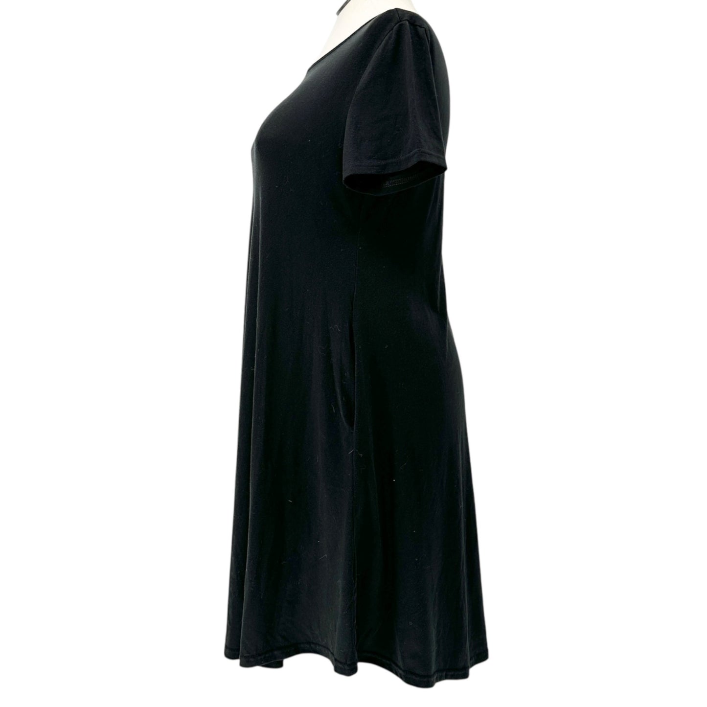 Womens Casual Dress XL A-Line Black SS Pockets Cotton Blend Soft Lightweight
