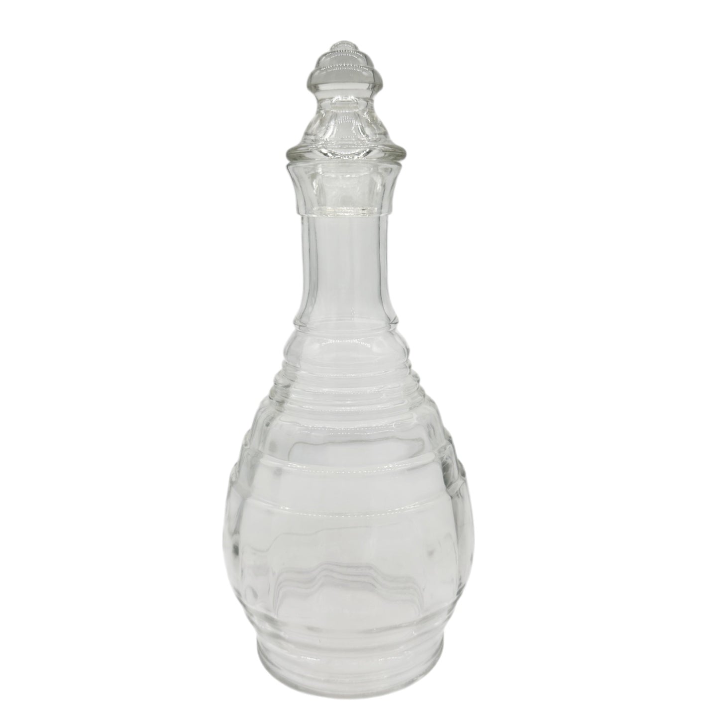 Vintage Clear Glass Decanter w Stopper Ribbed Elegant Design Tableware Barware
