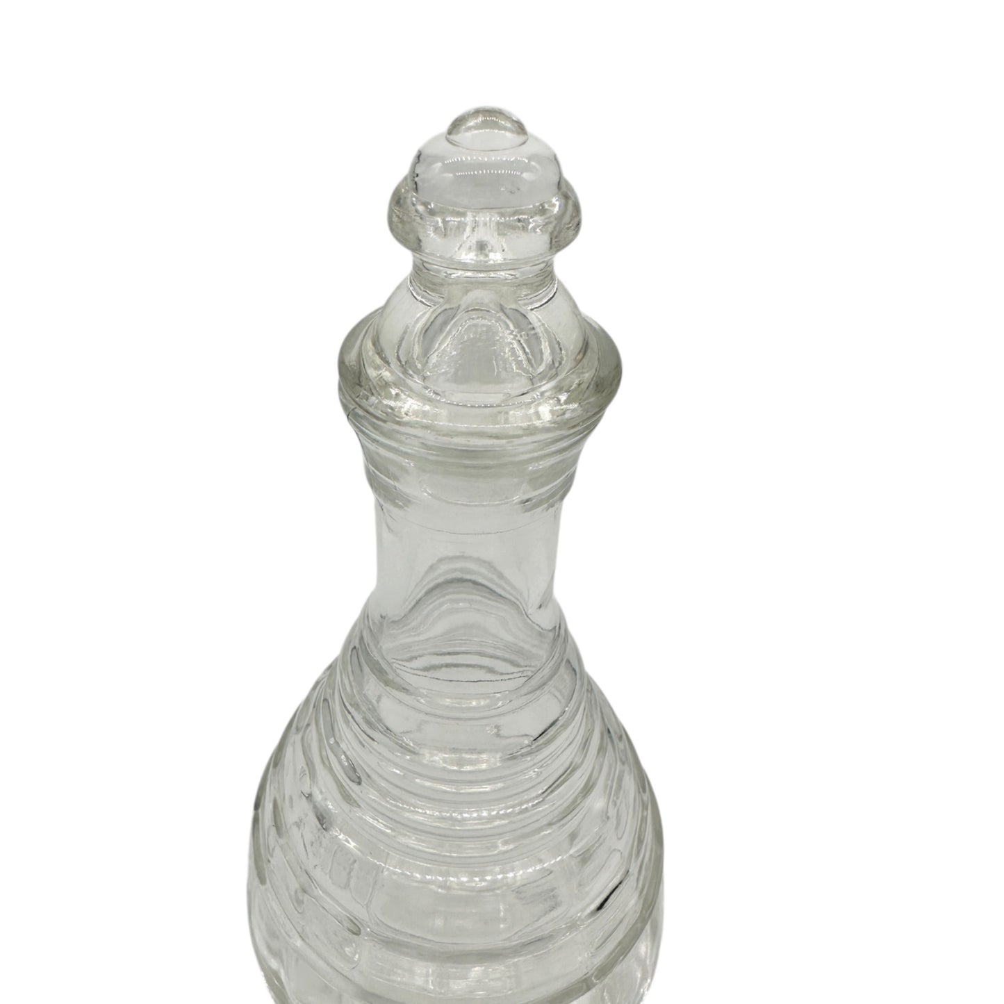 Vintage Clear Glass Decanter w Stopper Ribbed Elegant Design Tableware Barware