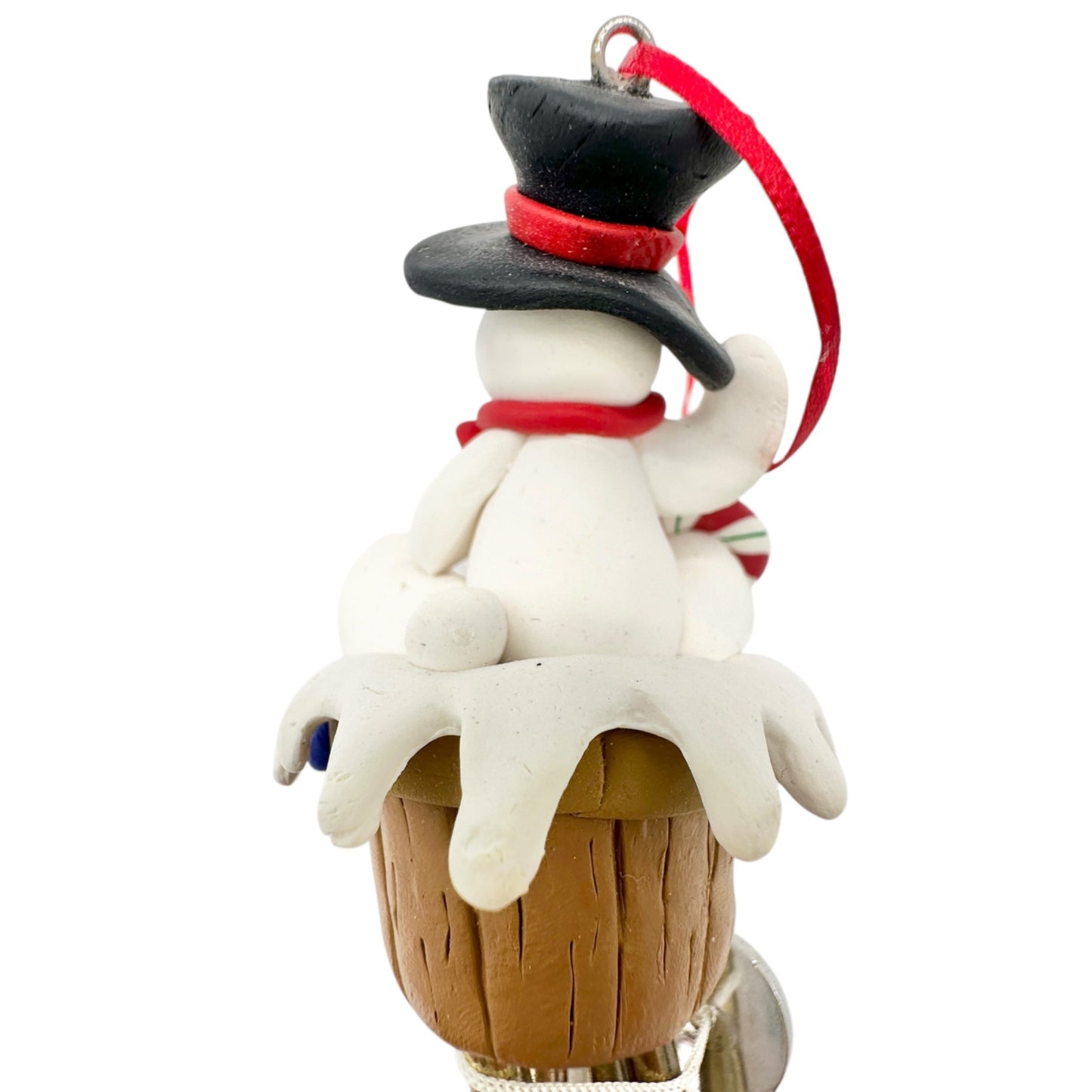 Snowman Christmas Wind Chime Ornament Red Ribbon Hanger Holiday Decoration