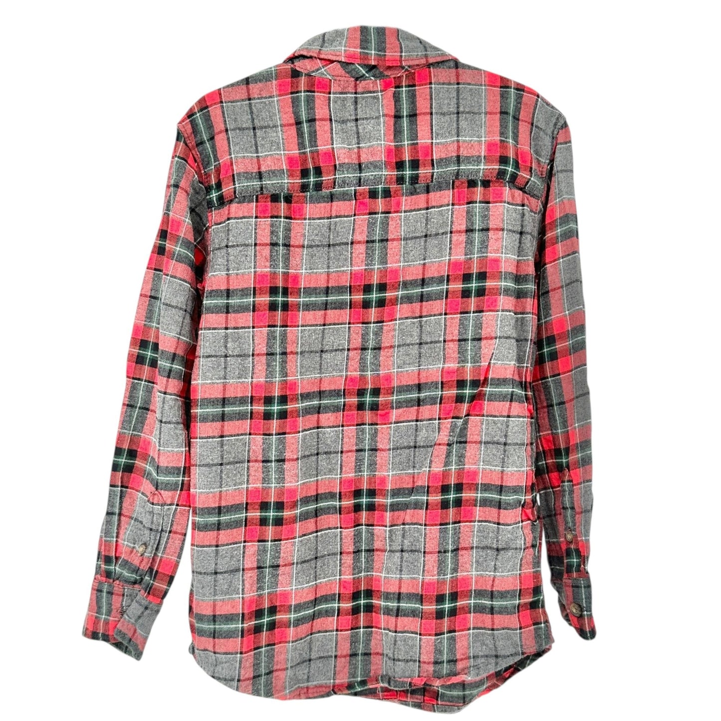 Carters Button Up Shirt Boys Size 8 Gray Red Plaid Cotton Casual Long Sleeve