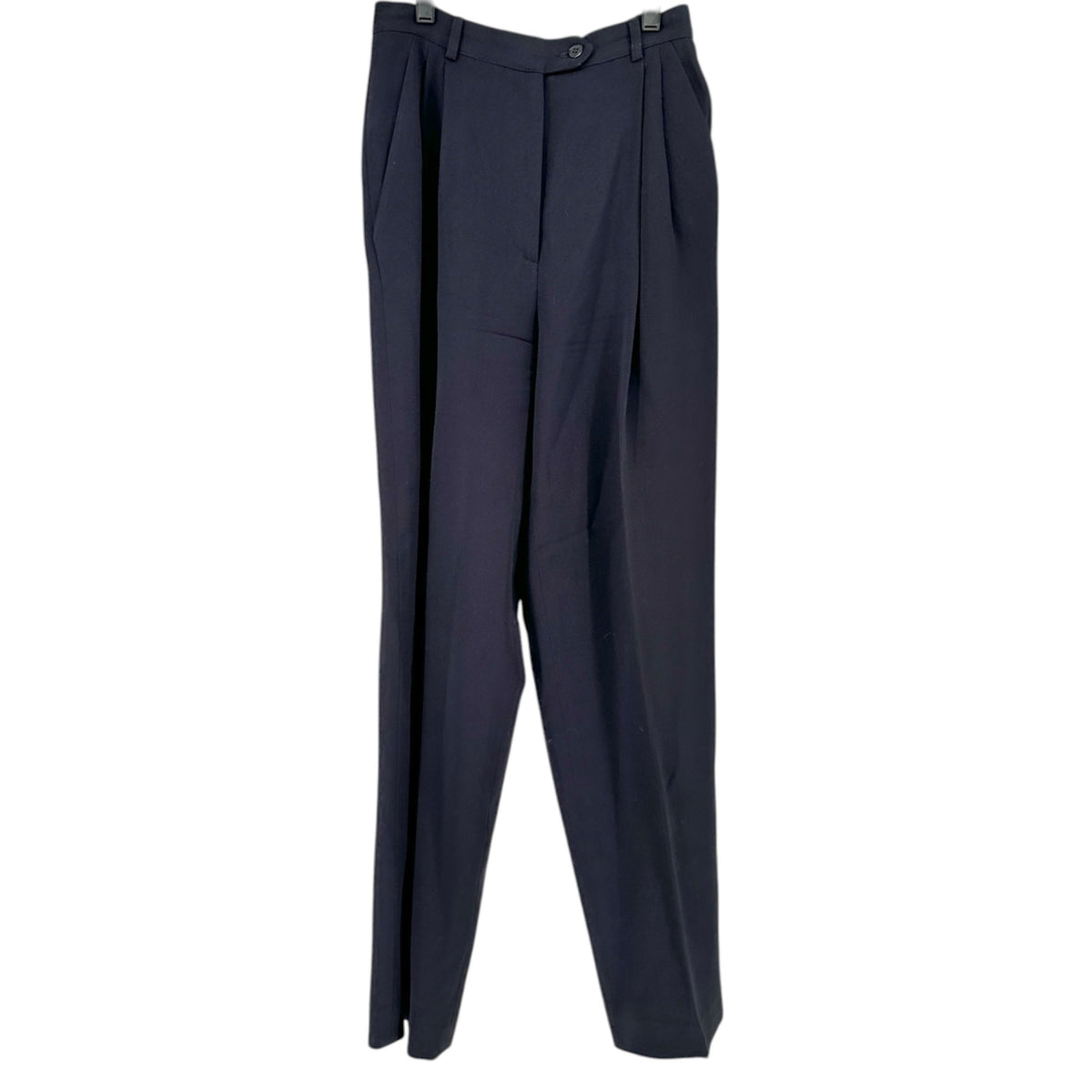 Burberrys Dress Pants Womens Size 4 Navy Blue Wool Pleated Made In USA Classic