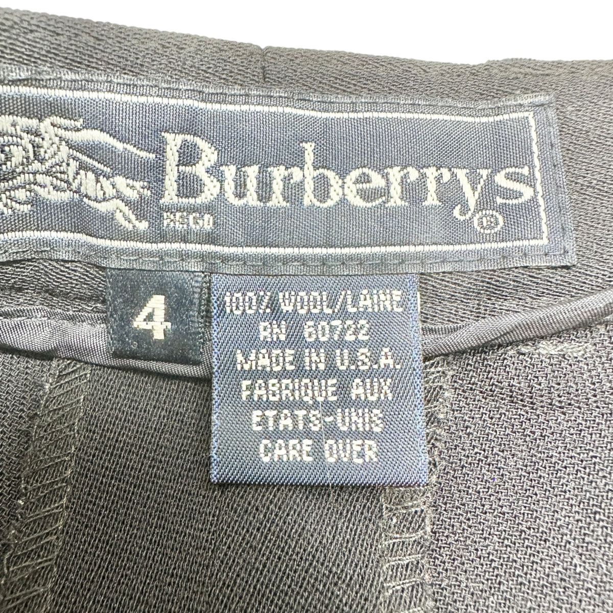 Burberrys Dress Pants Womens Size 4 Navy Blue Wool Pleated Made In USA Classic