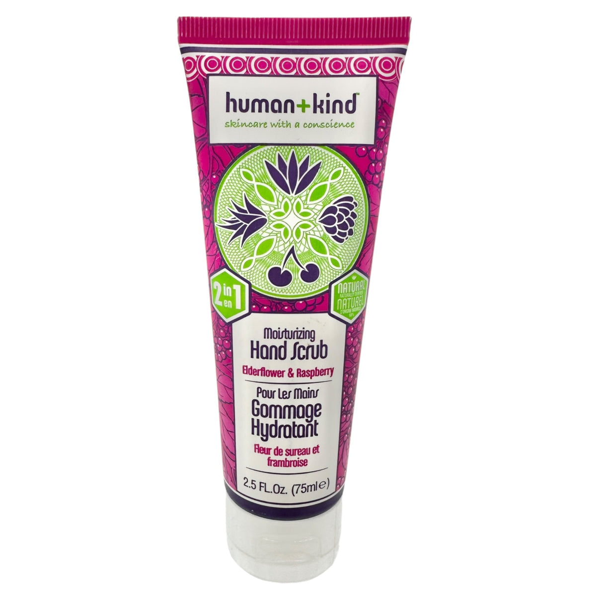 Moisturizing Hand Scrub Elderflower and Raspberry 2-In-1 Human+Kind 2.5 Fl Oz