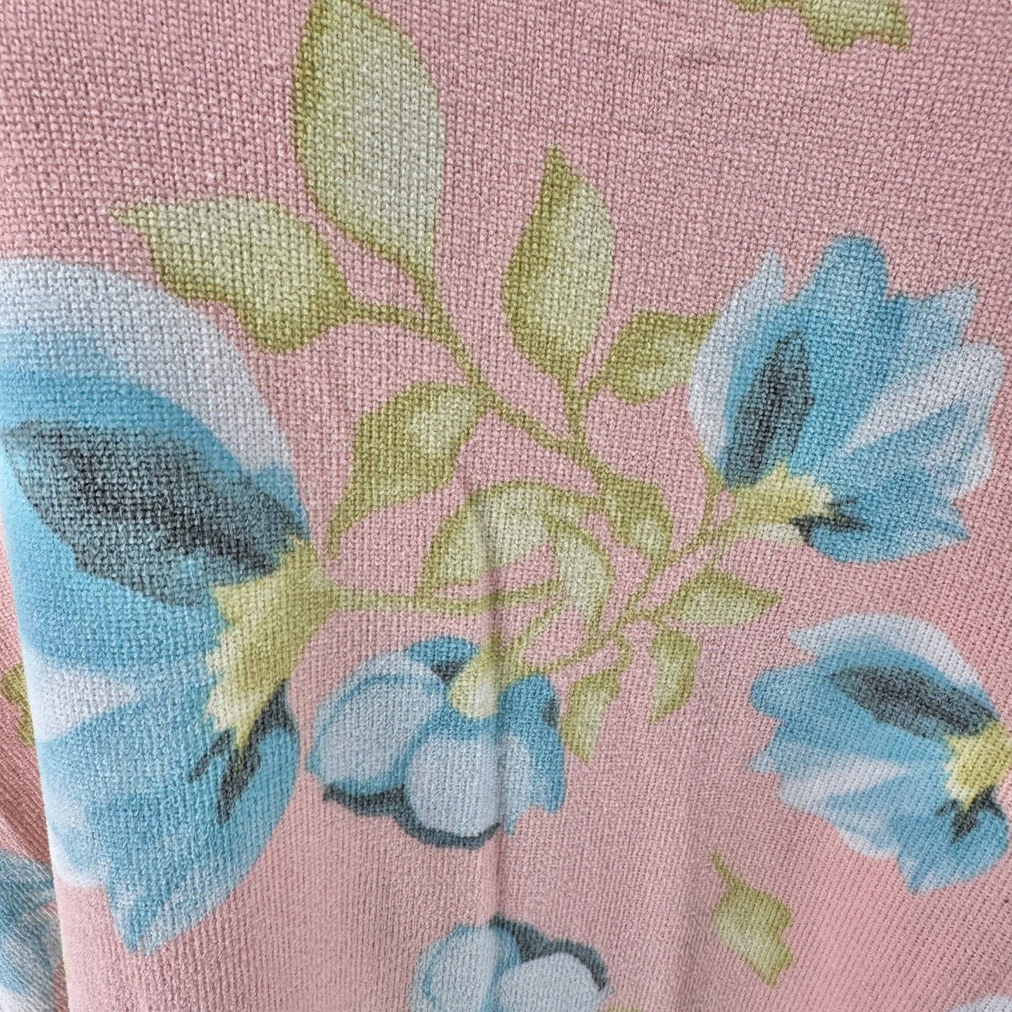 BE Stage Tunic Top Womens XL Floral Print Pink Blue Long Sleeve Ruffled Hem