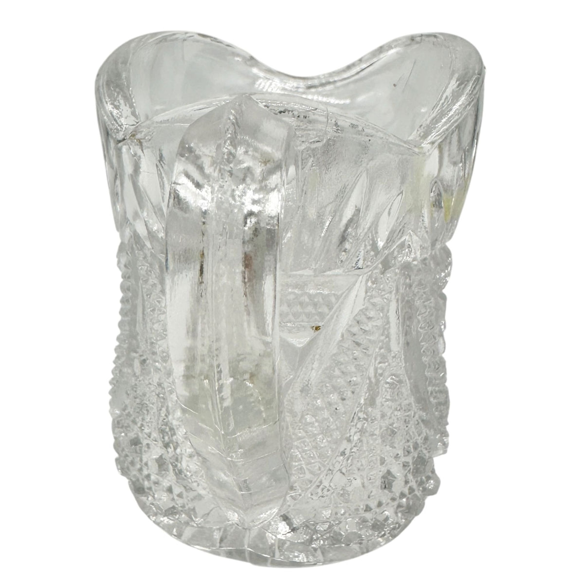 Twin Snowshoes Creamer EAPG Clear Glass Childrens Tableware Etched 2.5" Tall